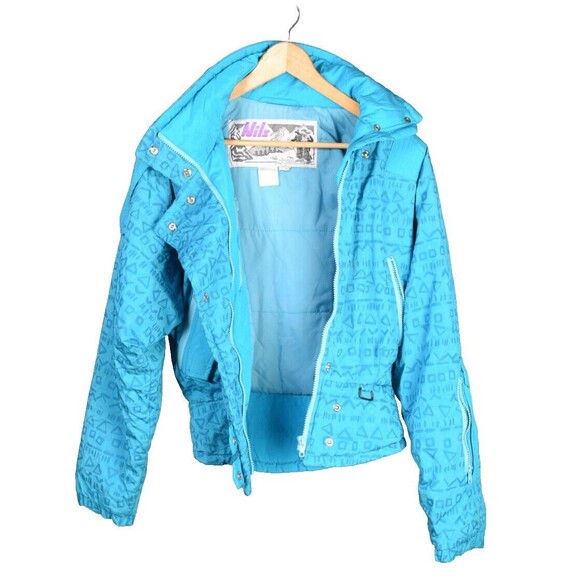 Womens Vtg Nils Turquoise Parka Winter Ski Water Resitstant Jacket Coat Size 8 - Picture 4 of 5